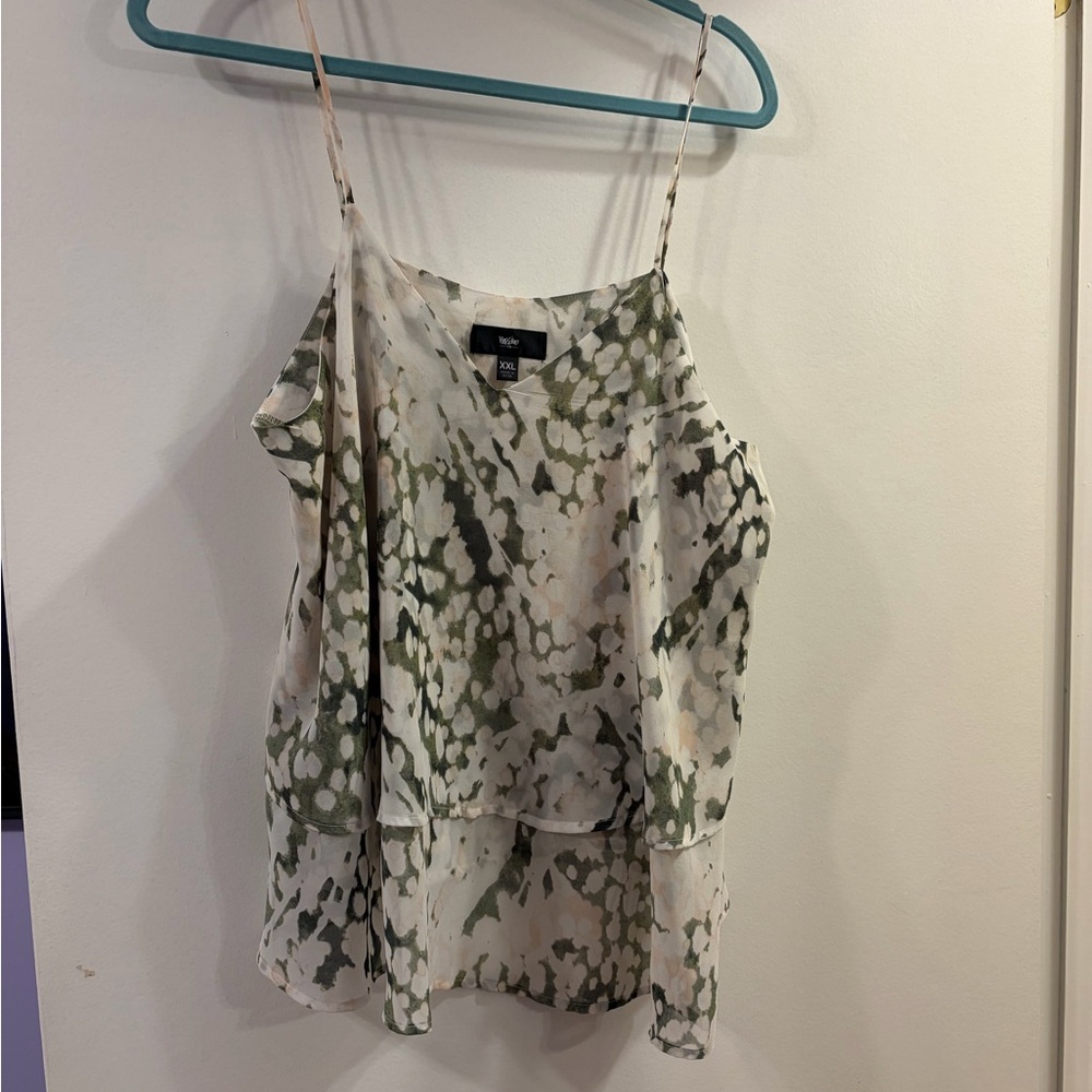 Women's Sleeveless Top - Green and White